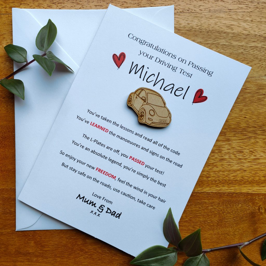Personalised Driving Test Passed Poem Card with Car Keepsake 2026 Reg