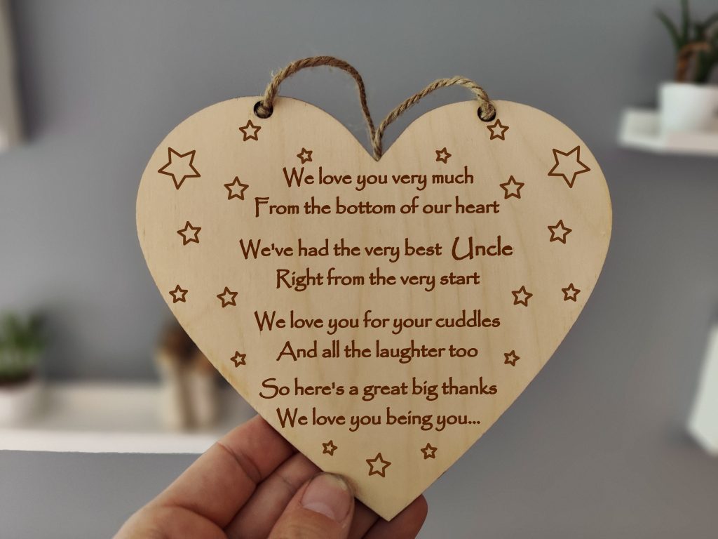 Personalised Gift for Uncle Wall Hanging Heart with Poem