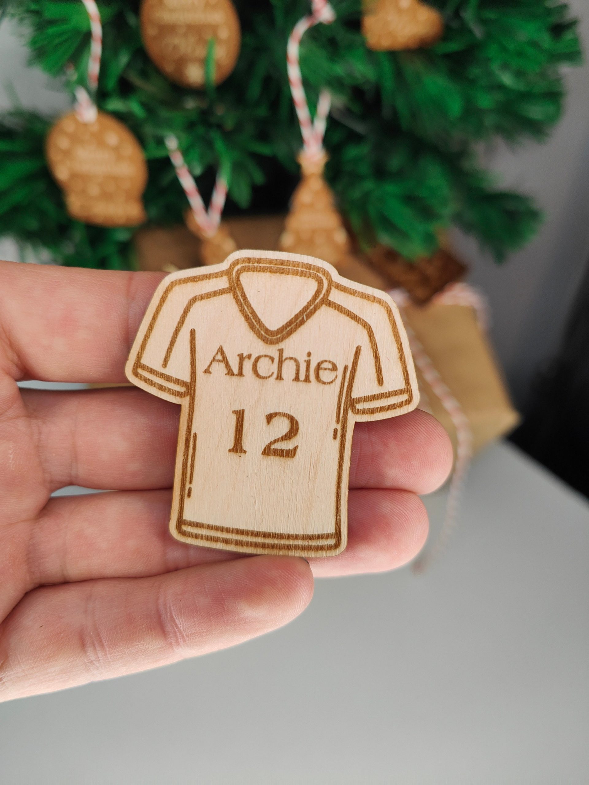 Personalised Football Fridge Magnet: Engraved Wooden Football Gift