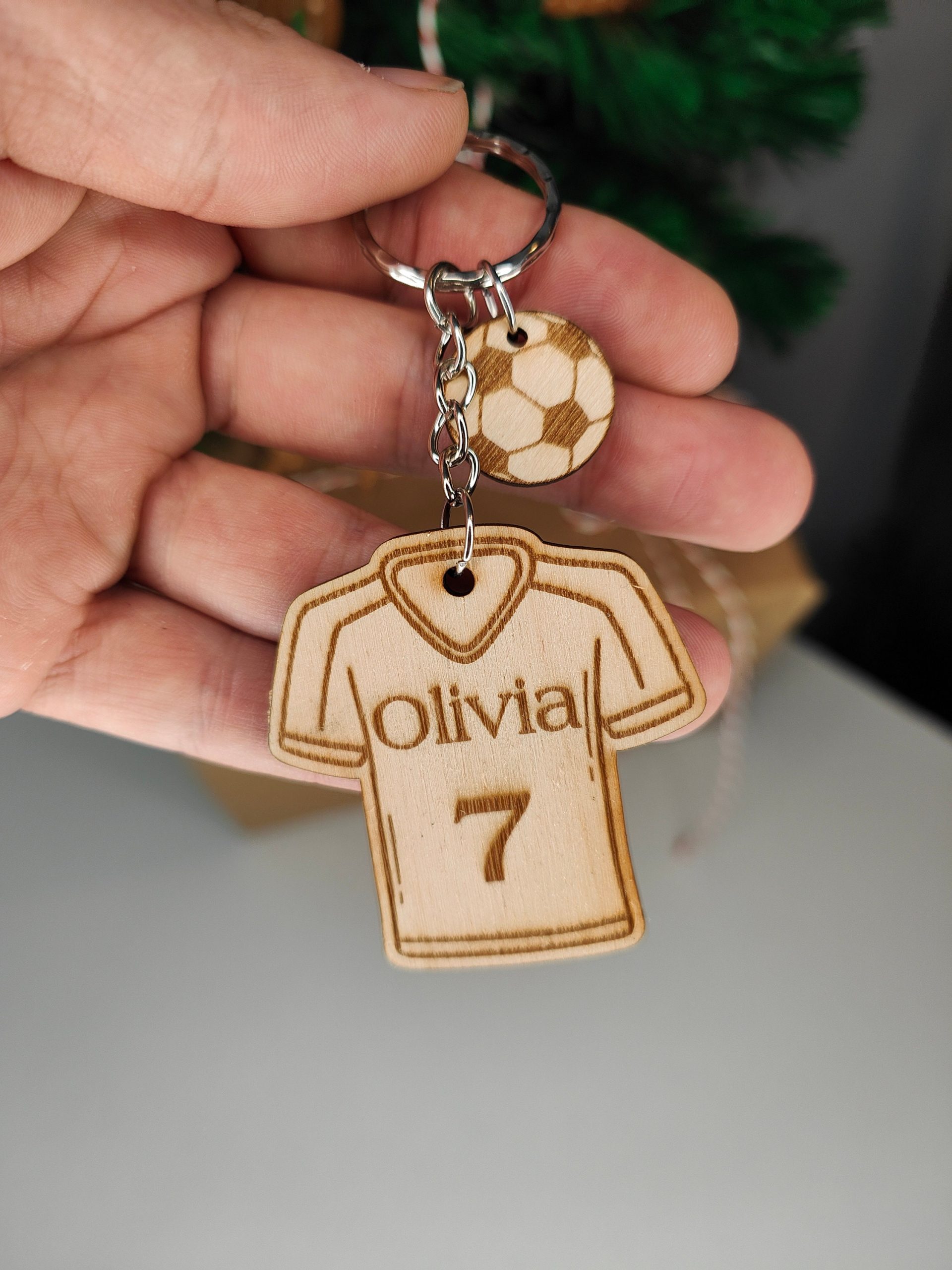 Personalised Football Fridge Magnet: Engraved Wooden Football Gift - Image 3