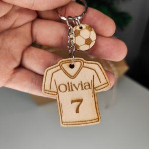 Personalised Football Shirt Keyring: Laser Engraved Gift