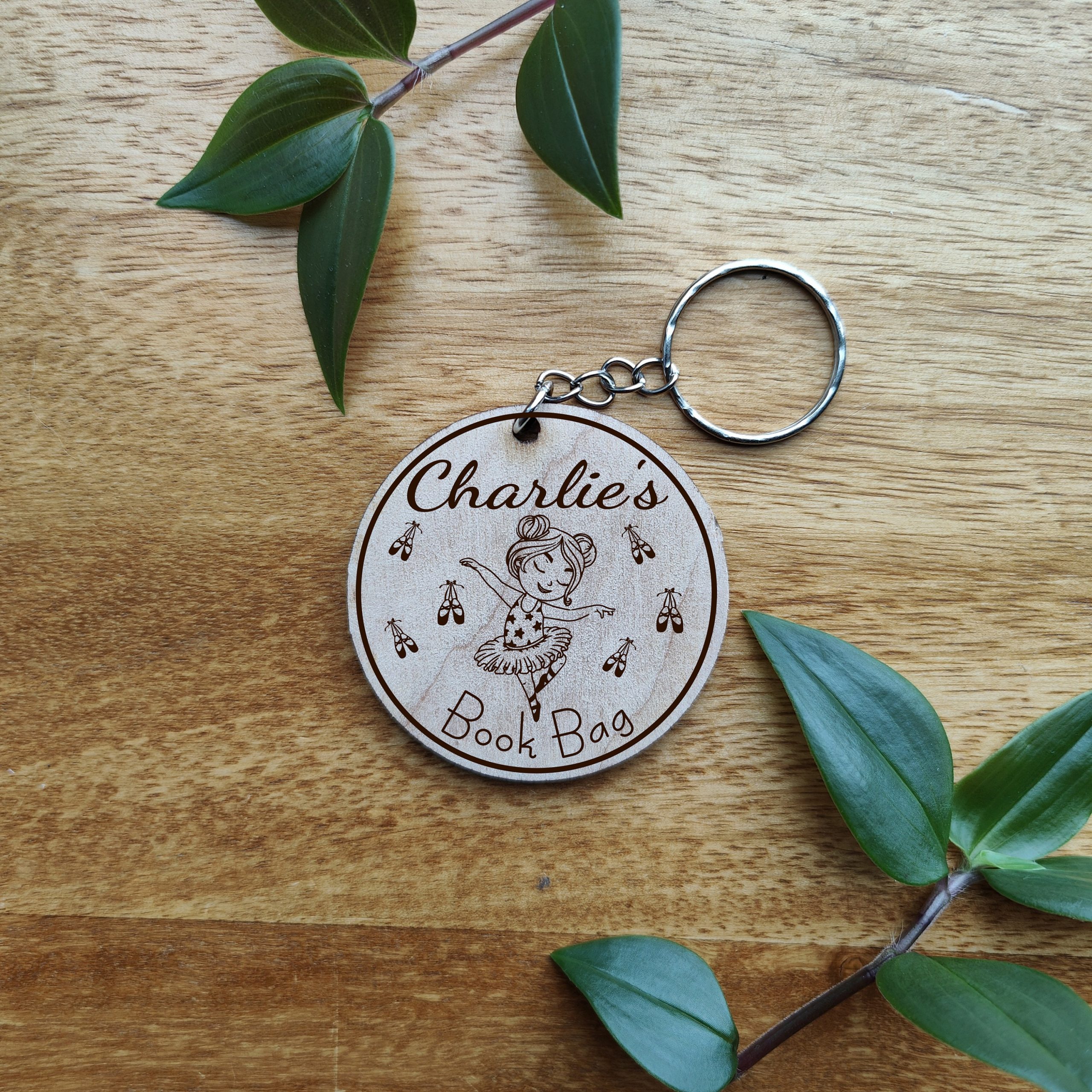 Personalised Ballerina Keychain: Engraved Wooden Ballet Gift - Image 2