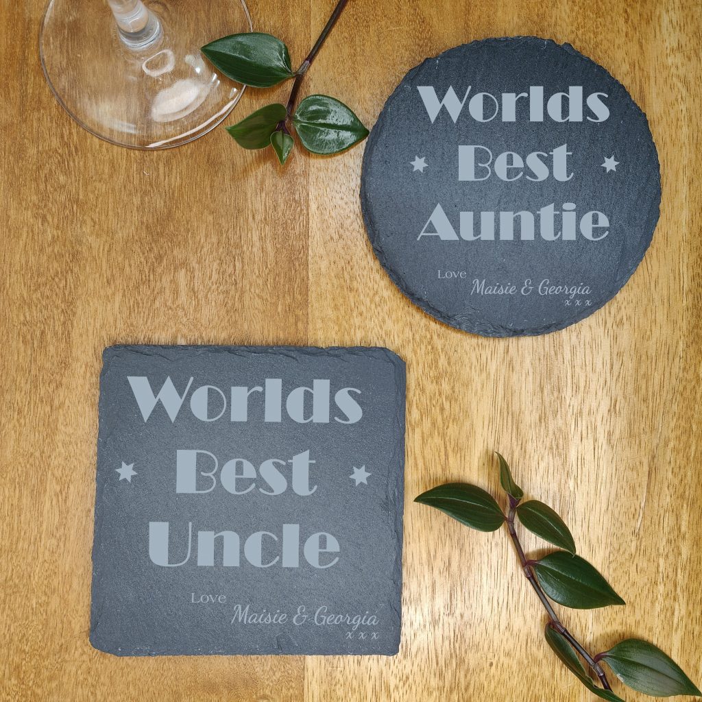 Personalised Auntie Uncle Gift Slate Coaster Worlds Best for Her Him