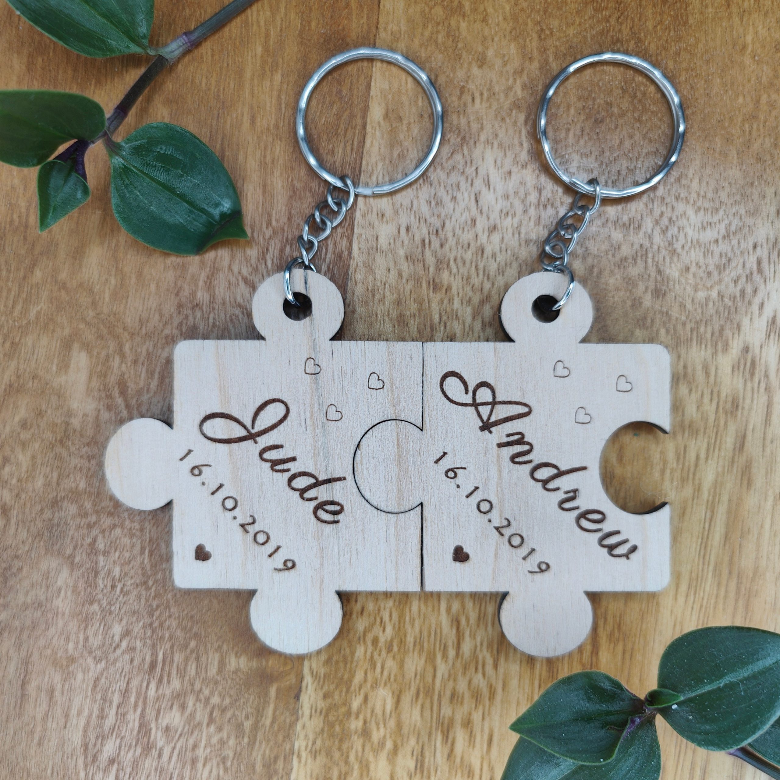 Personalised His and Hers Jigsaw Keyring