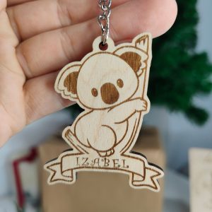 Personalised Koala Keyring: Laser Engraved Wooden Bag Tag