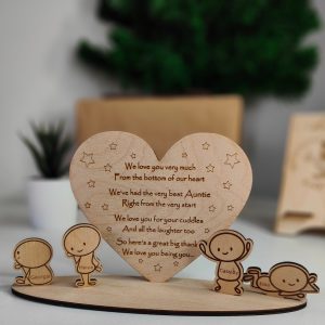 Personalised Gift For Auntie & Uncle Heart plaque 3D Mantelpiece Scene From Niece Nephew Ideal way to say Thank you