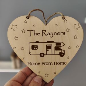 Personalised Motorhome decoration gift Wall Art Hanging Heart Laser Engraved Plaque Decoration Him Her