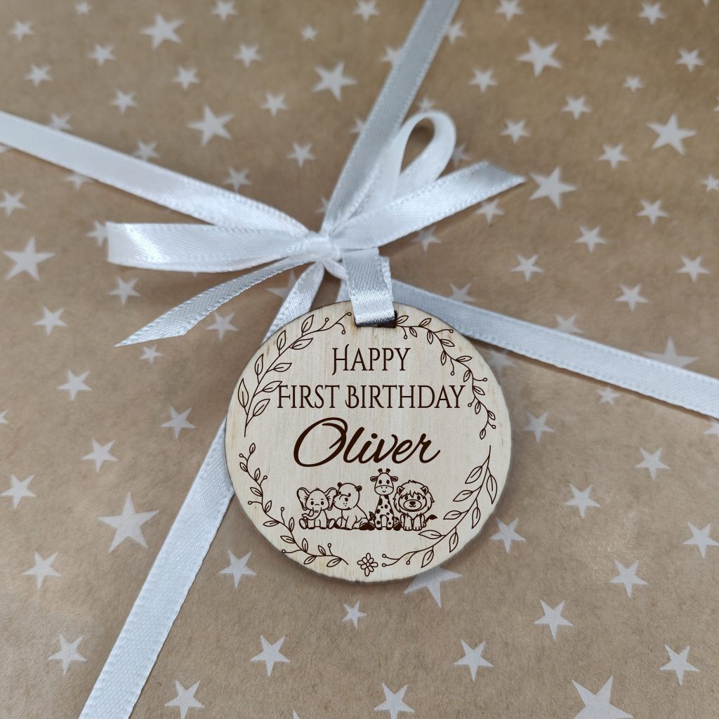 Personalised First Birthday Gift Tag Label
