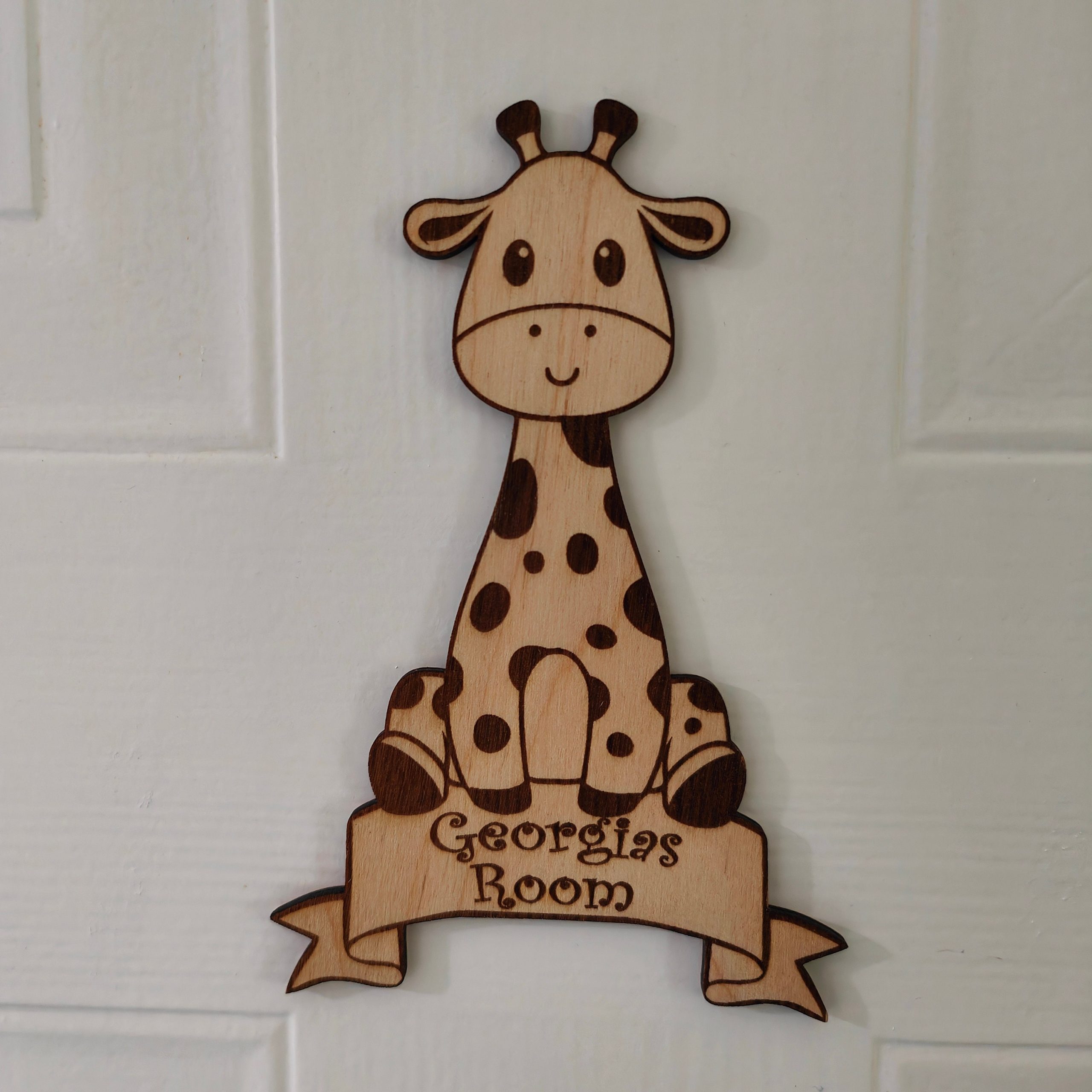 Personalsied Kids Room Door sign Cute Giraffe