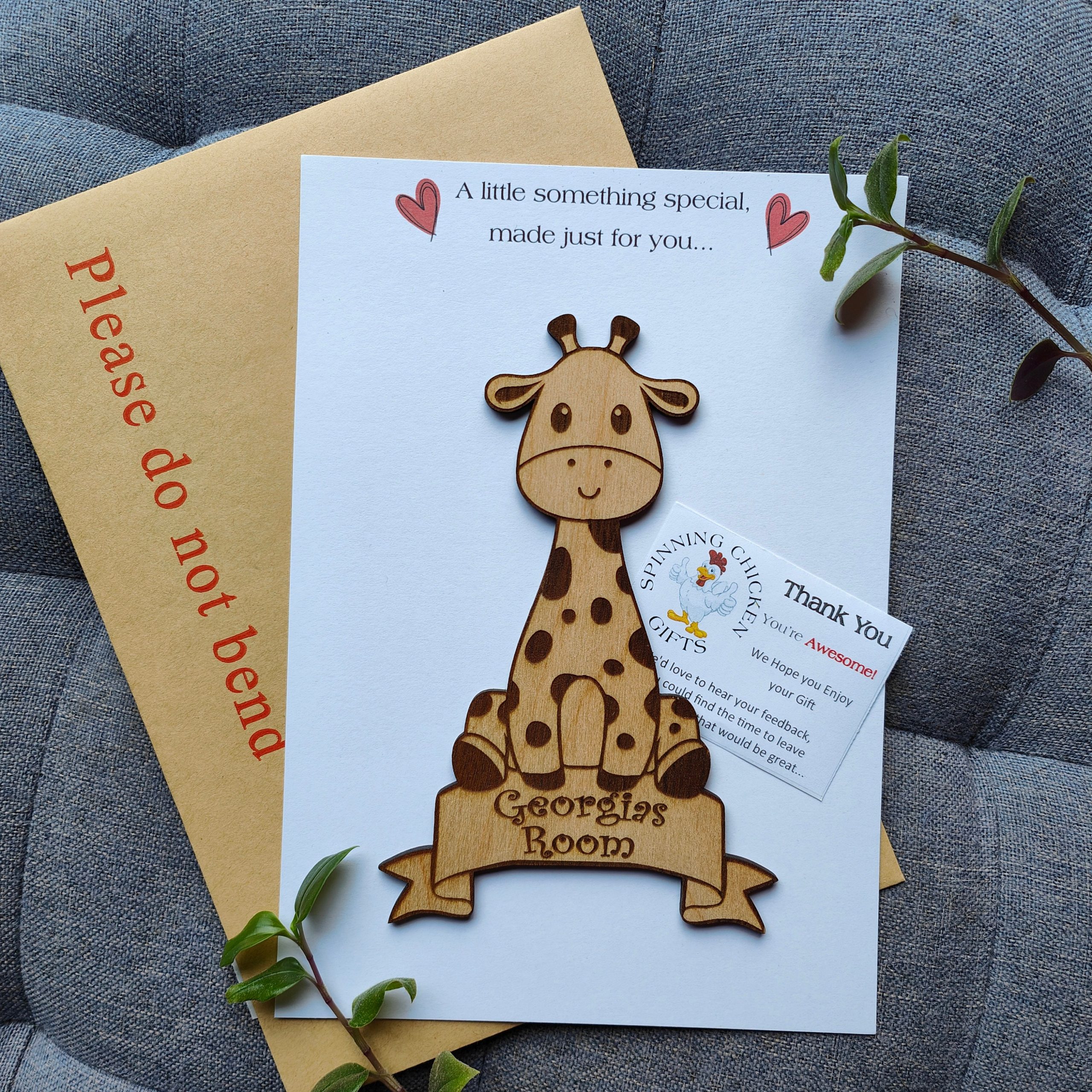 Personalised Giraffe Door Sign: Engraved Wood Nursery Decor - Image 5