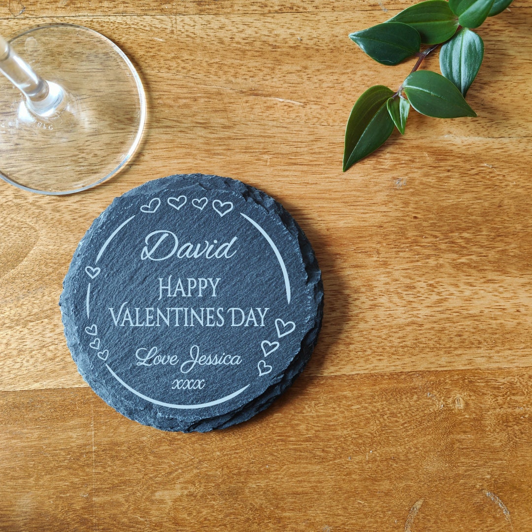 Personalised Couples Coaster gift for Valentines Day Anniversary or birthday for her or him