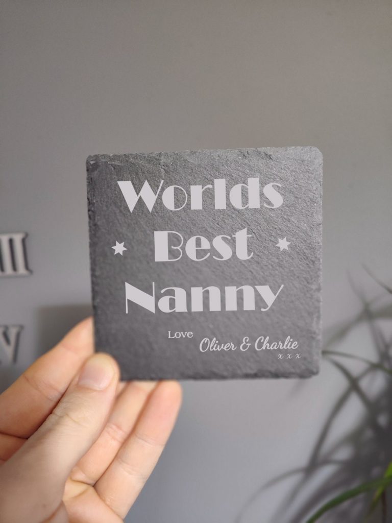 Personalised Worlds Best Nanny or Grandad Nain or Taid Coaster for him or Her.