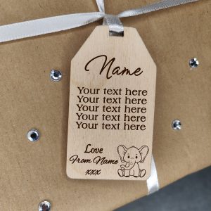 Personalised Birthday Gift Tag: Engraved Wooden Safari Animal Label