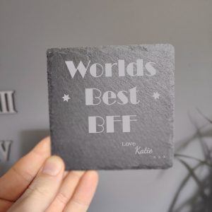 Personalised Worlds Best Bestie, BFF, Friend Coaster for him or Her.