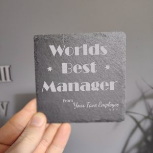 Personalised Worlds Best Manager or Co-worker Coaster for him or Her. Assistant Manger, Supervisor, Secretary, Office Bitch