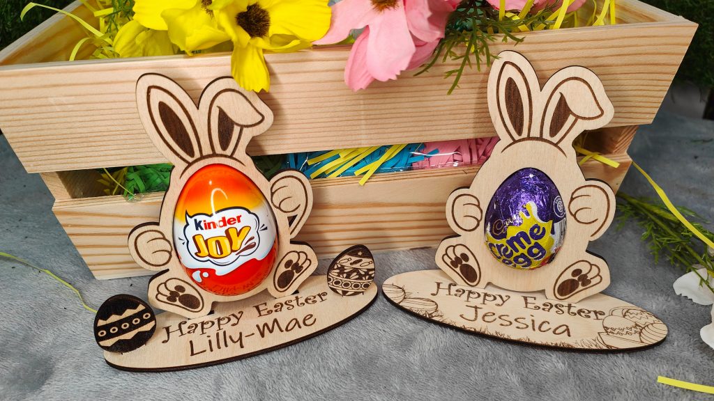 Personalised Easter Egg Holder: Wooden Bunny Gift