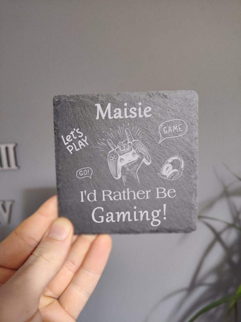 Personalised Gaming Coaster: Engraved Slate Gamer Gift