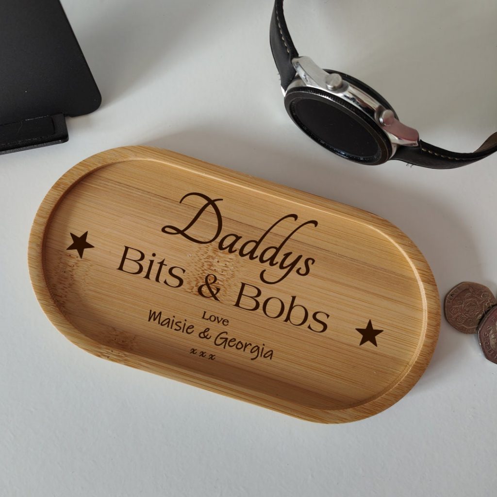 Personalised Wooden Trinket Tray: Engraved Bits & Bobs Tray