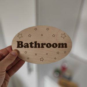 Personalised Bathroom Toilet door sign Laser Engraved Stars
