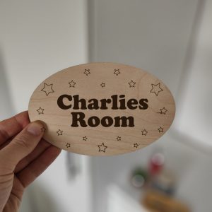 Personalised Kids Room Door Sign: Engraved Wooden Star Decor