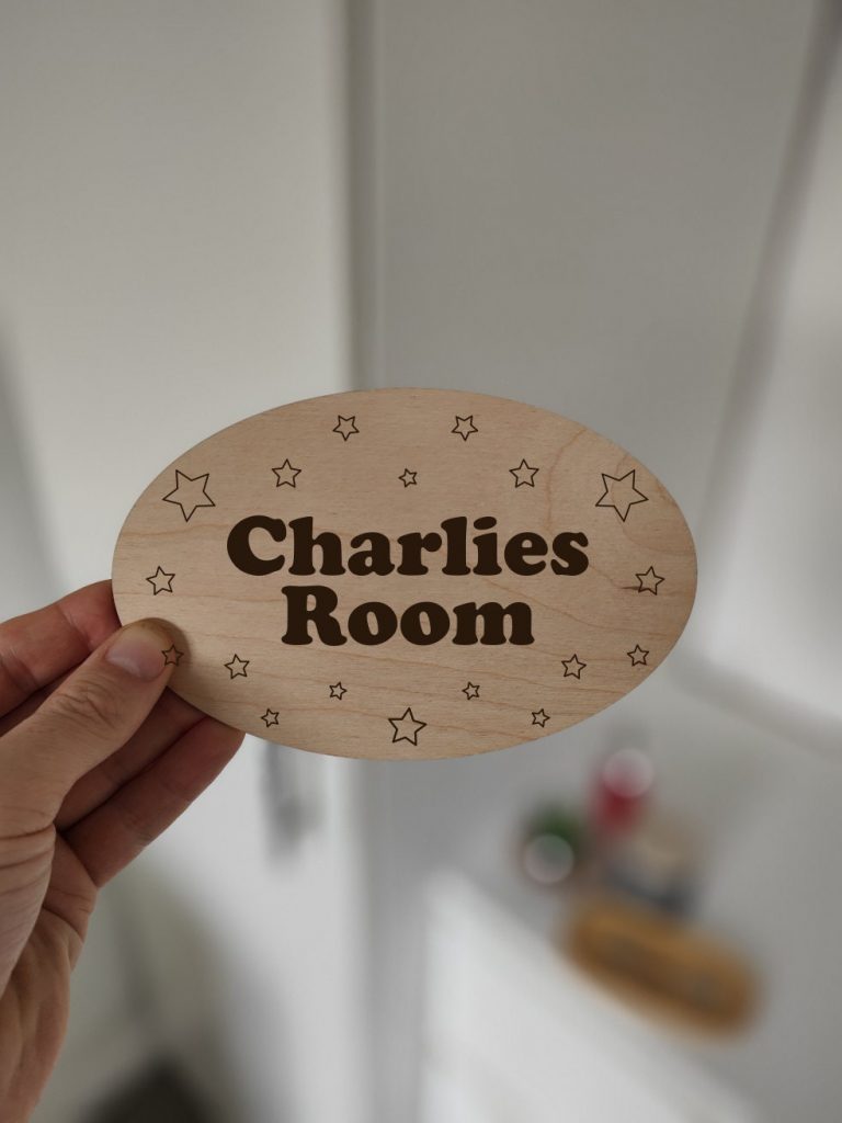 Personalised Kids Room Door Sign: Engraved Wooden Star Decor