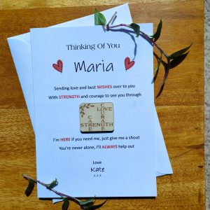 Personalised Thinking of you Sympathy hospital Treatment Greetings Card with Keepsake