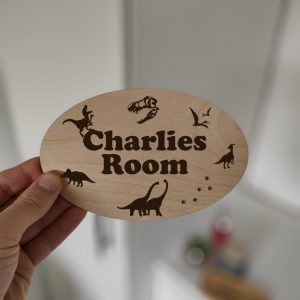 Personalised dinosaur kids door sign