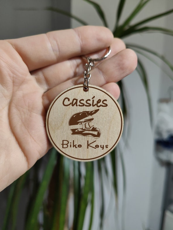 Personalised Wooden Motorbike Keyring: Laser Engraved Bike Gift - Image 6