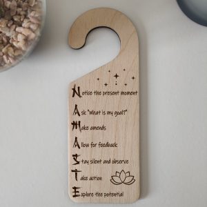 Namaste Wooden Door Hanger: Yoga Meditation Space Decor