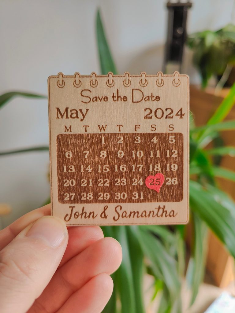 Personalised save the date magnet wedding invitation