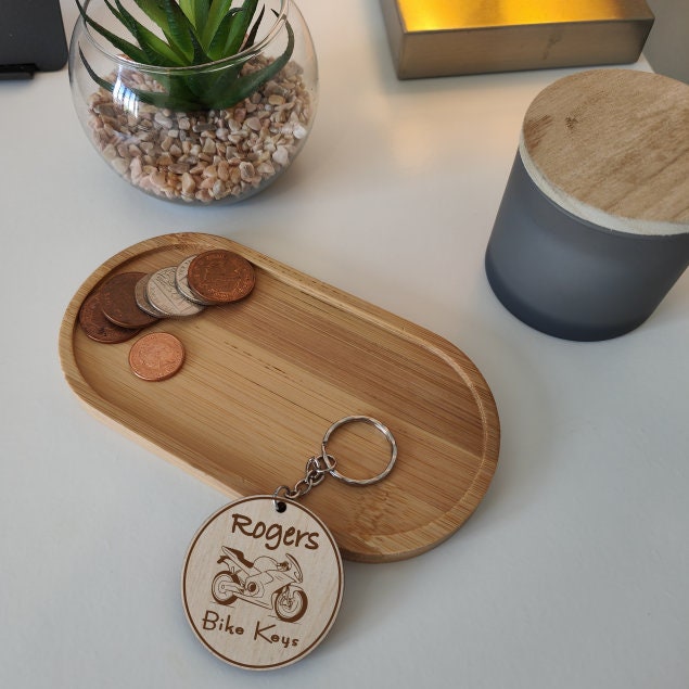 Personalised Wooden Motorbike Keyring: Laser Engraved Bike Gift - Image 4