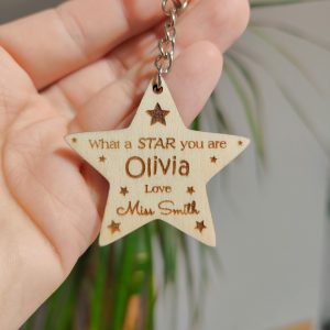 Personalised class gift from teacher little star keyring