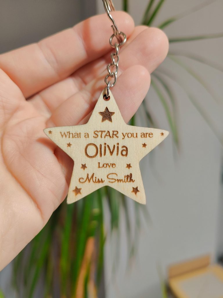 Personalised class gift from teacher little star keyring
