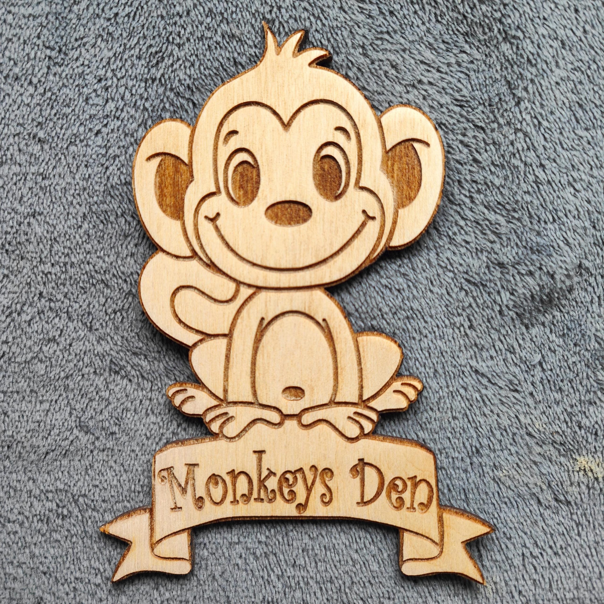 Personalised Monkey Door Sign: Engraved Wood, Jungle Nursery Decor - Image 2