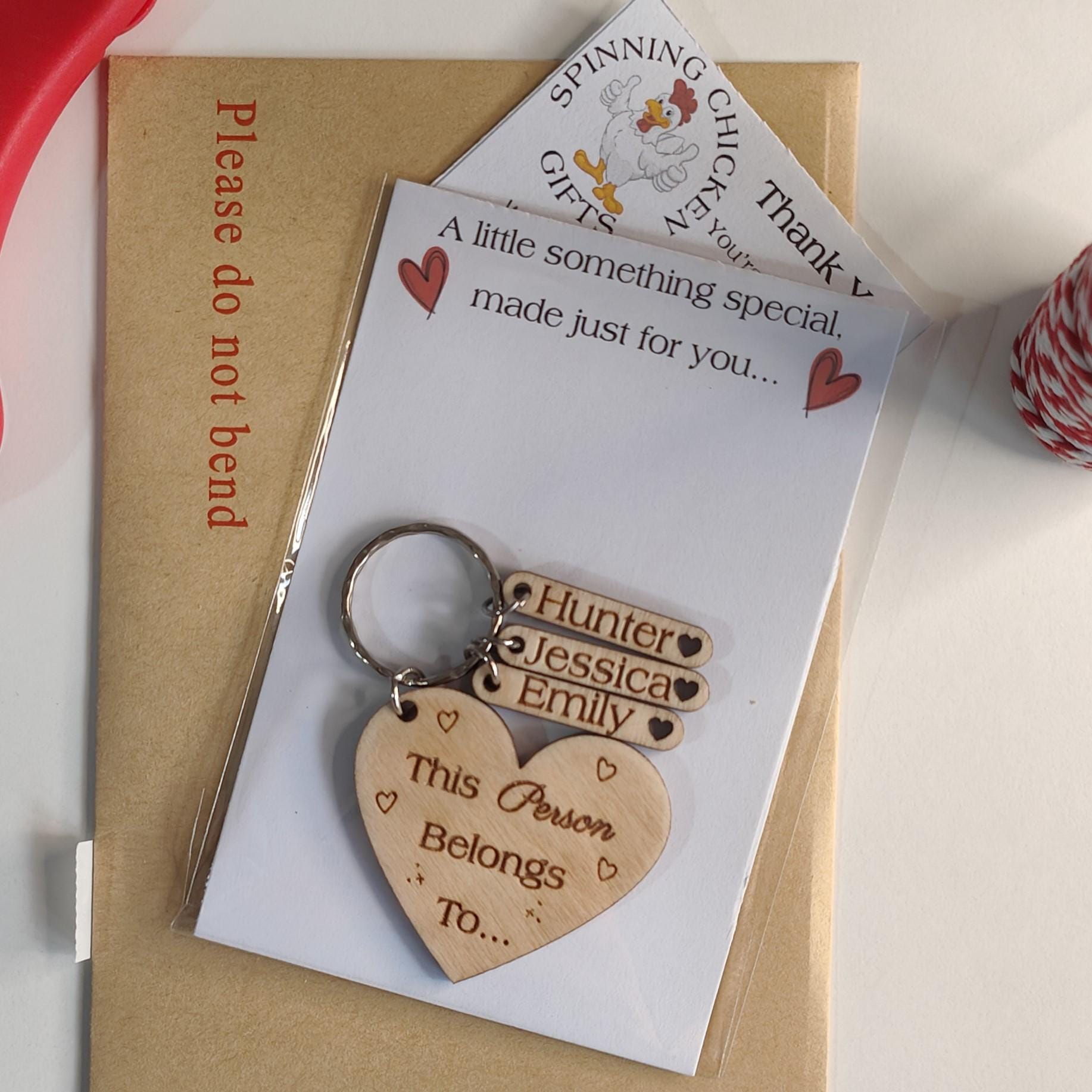 Personalized 'This Mummy Belongs To' Wooden Keyring, Engraved Kids Names - Image 4