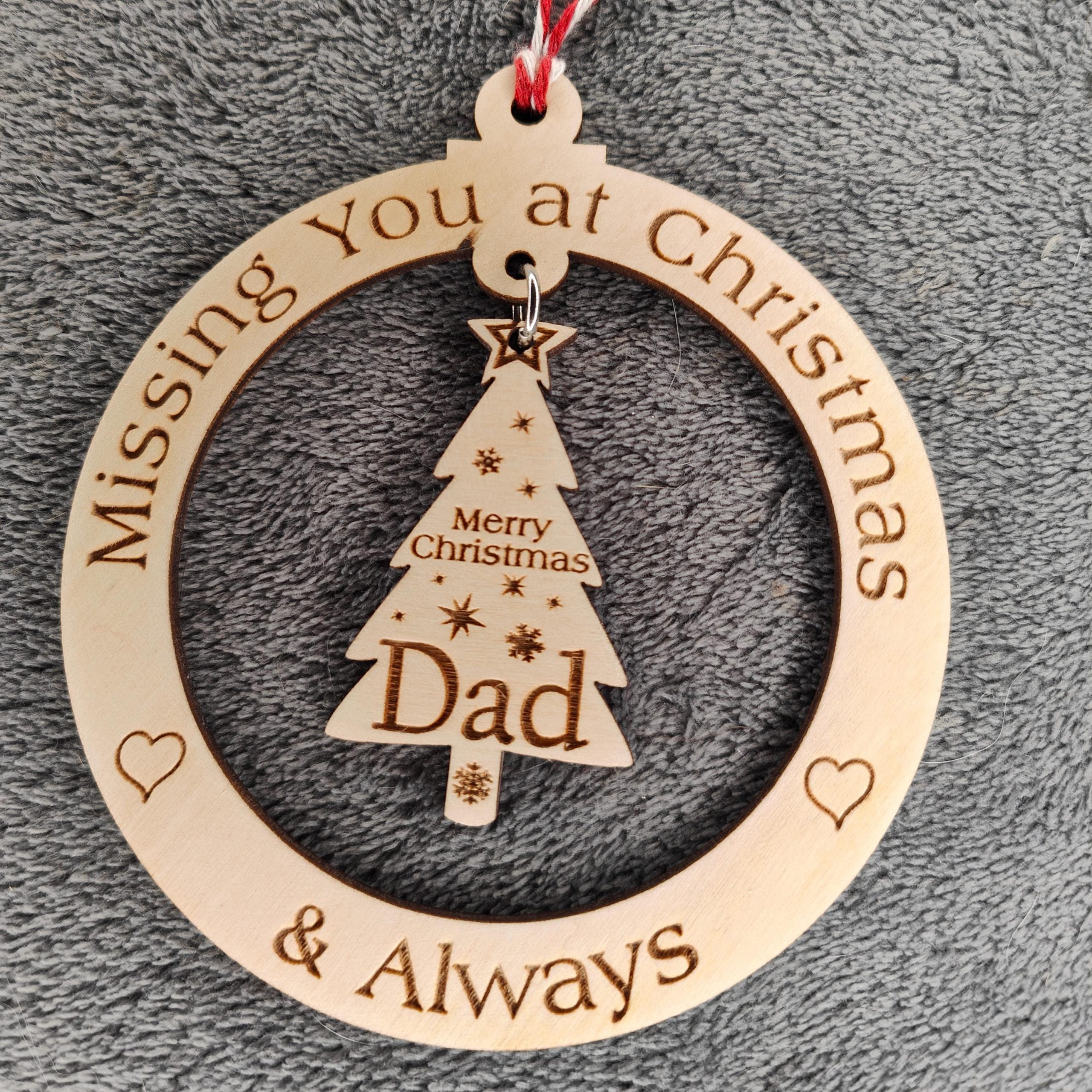 Personalised Christmas Memorial bauble tree decoration for lost loved ones missing at Xmas - Image 2