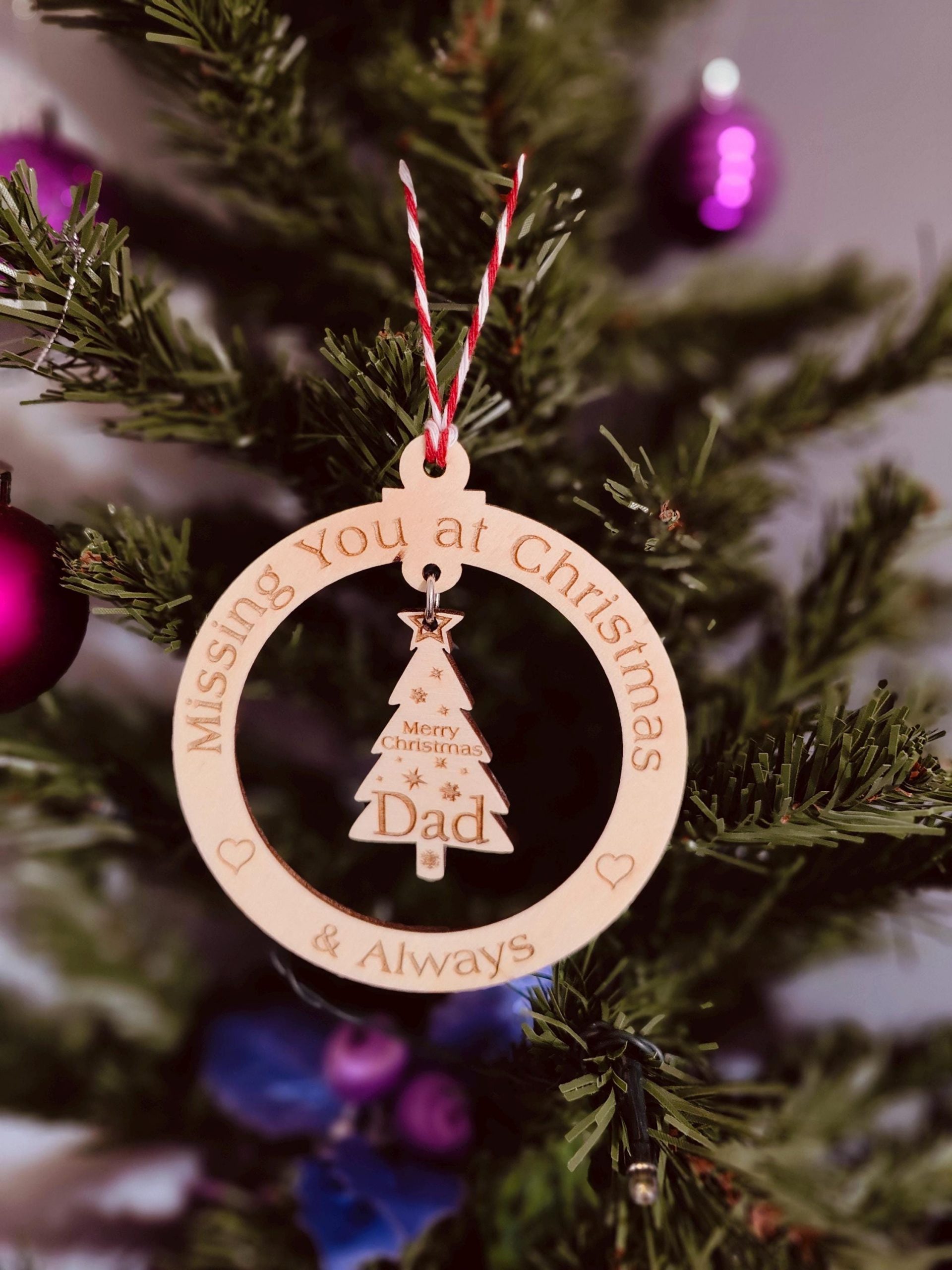 Personalised Christmas Memorial bauble tree decoration
