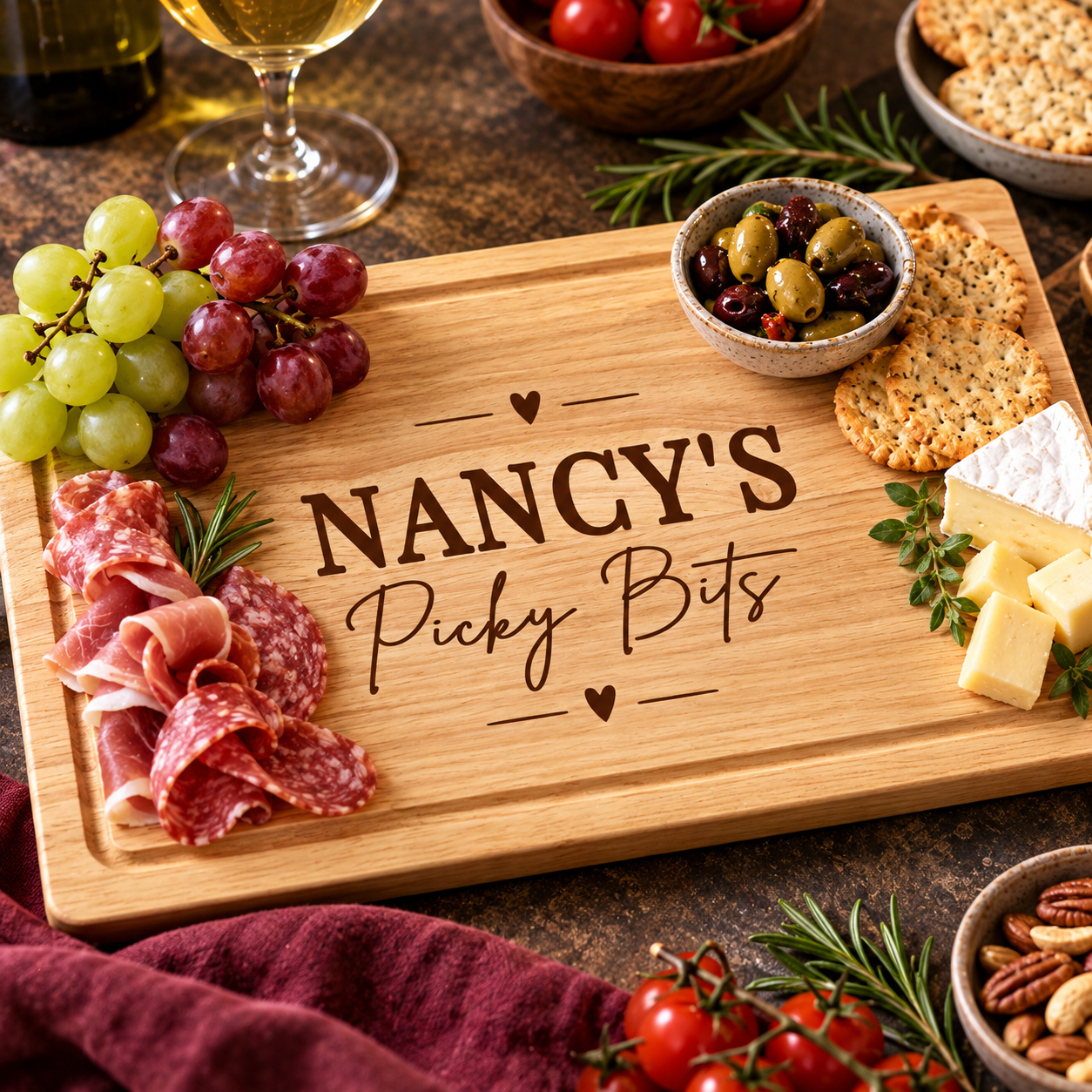 Personalised Picky Bits Chopping Board – Engraved Wooden Grazing & Charcuterie Board - Image 4